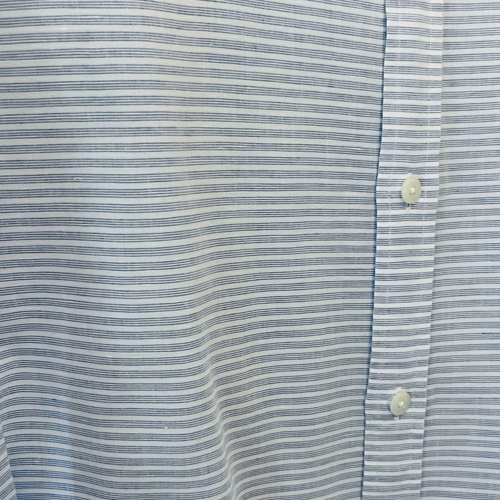 Vineyard Vines Men Slim Fit Cooper Shirt XL Blue Pinstripe Cotton Linen Career - Picture 3 of 6